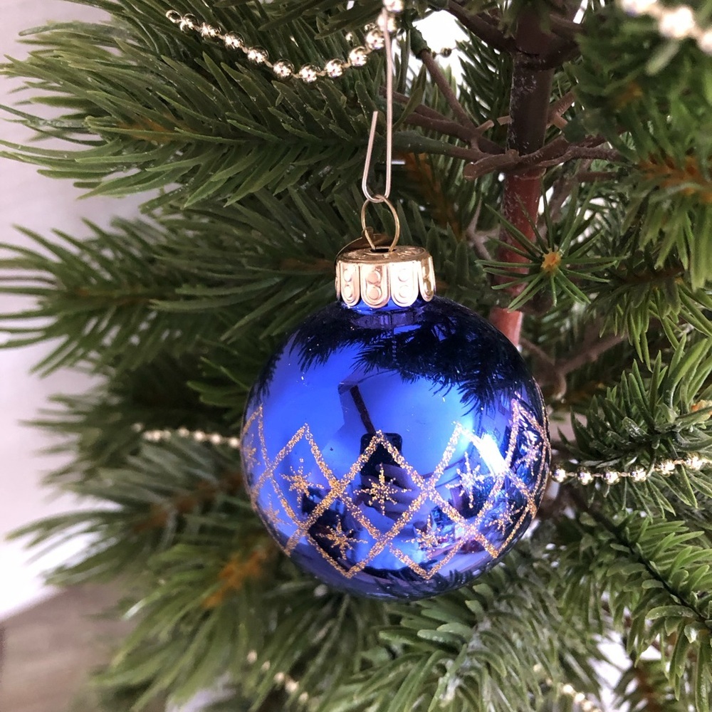 Celebrations by Radko Royal Blue Glass Bauble Ornament